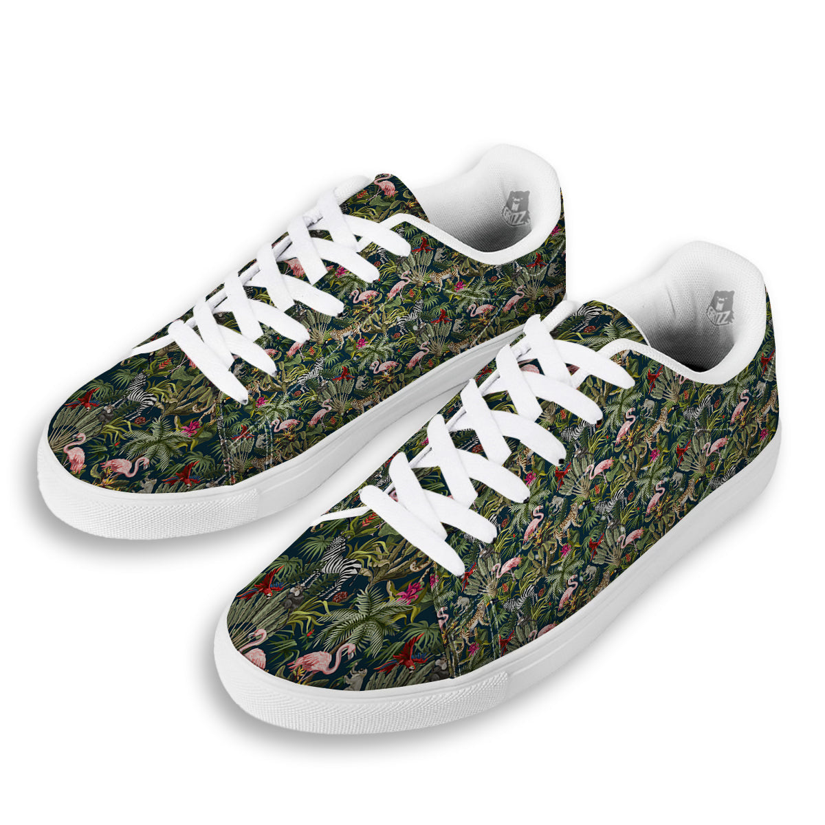 Tropical Cartoon Print Pattern White Low Top Sneakers-grizzshop