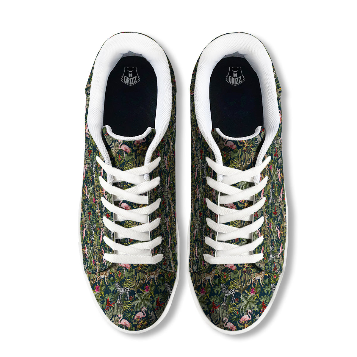 Tropical Cartoon Print Pattern White Low Top Sneakers-grizzshop