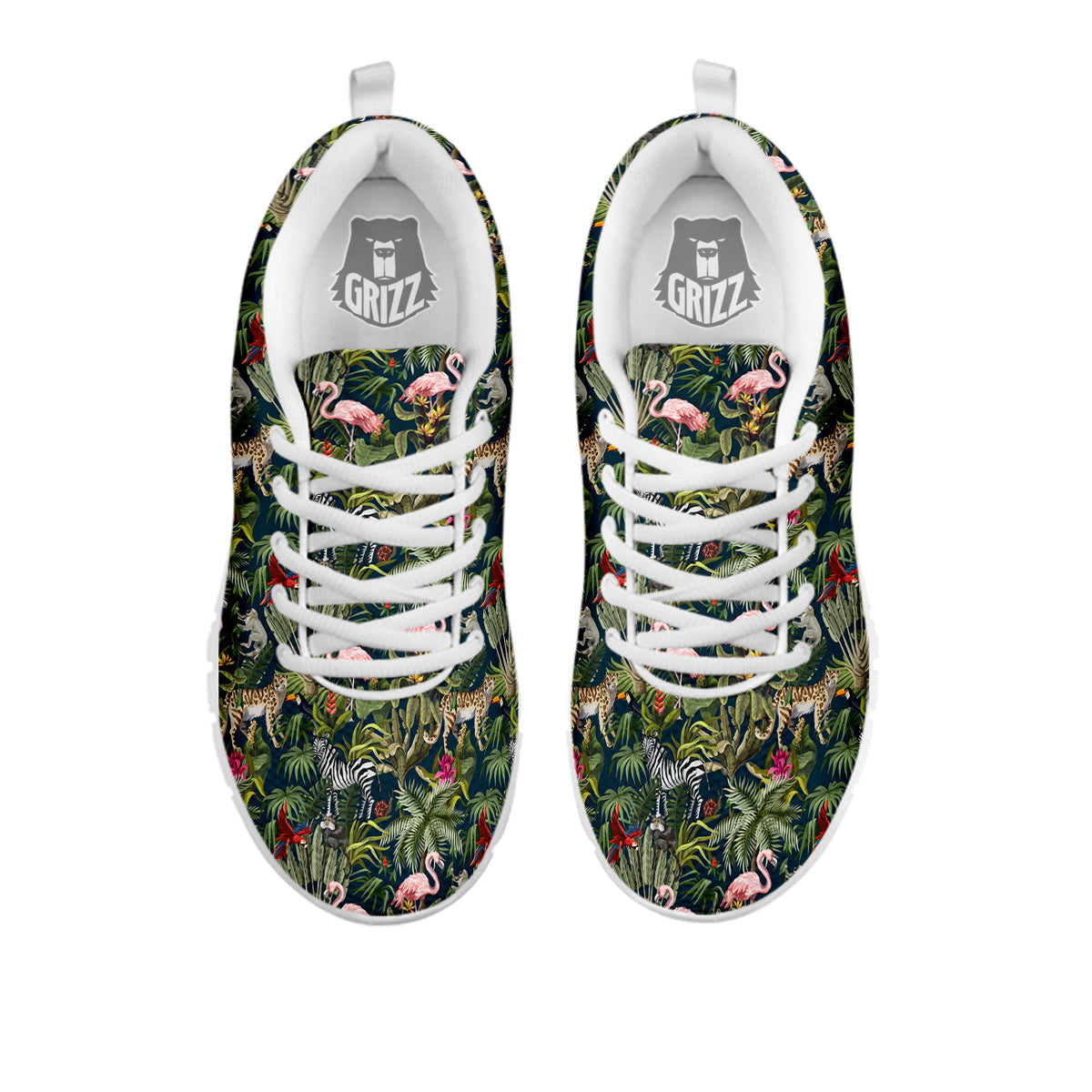 Tropical Cartoon Print Pattern White Sneaker-grizzshop