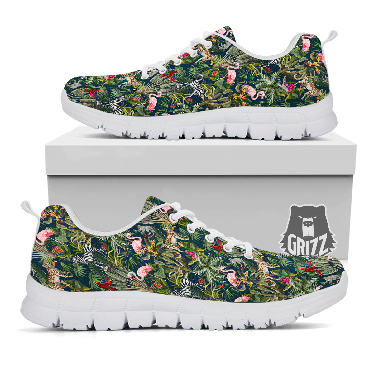 Tropical Cartoon Print Pattern White Sneaker-grizzshop