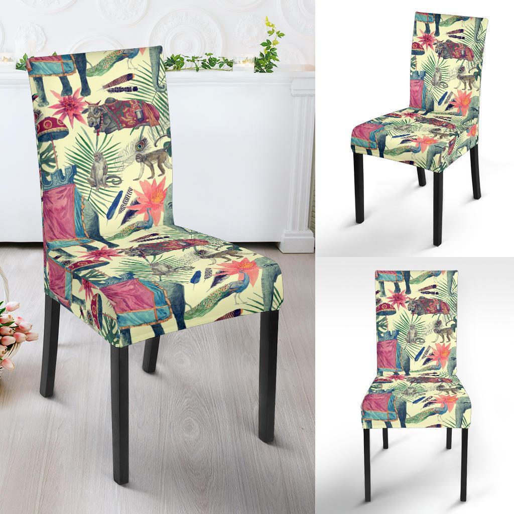 Tropical Elephant Print Chair Cover-grizzshop