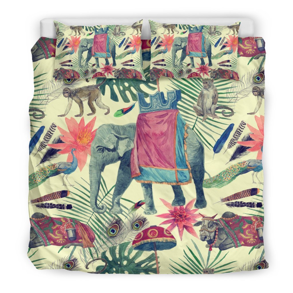 Tropical Elephant Print Duvet Cover Bedding Set-grizzshop