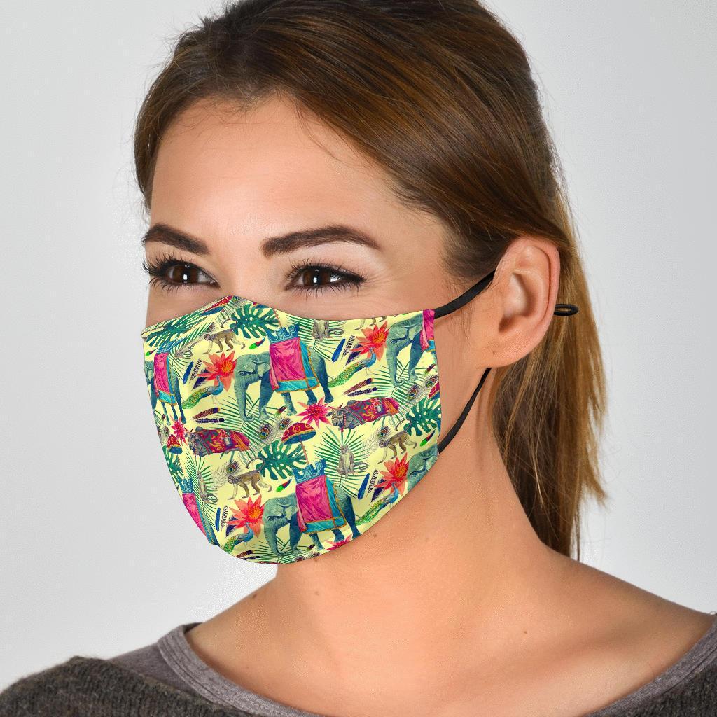 Tropical Elephant Print Face Mask-grizzshop
