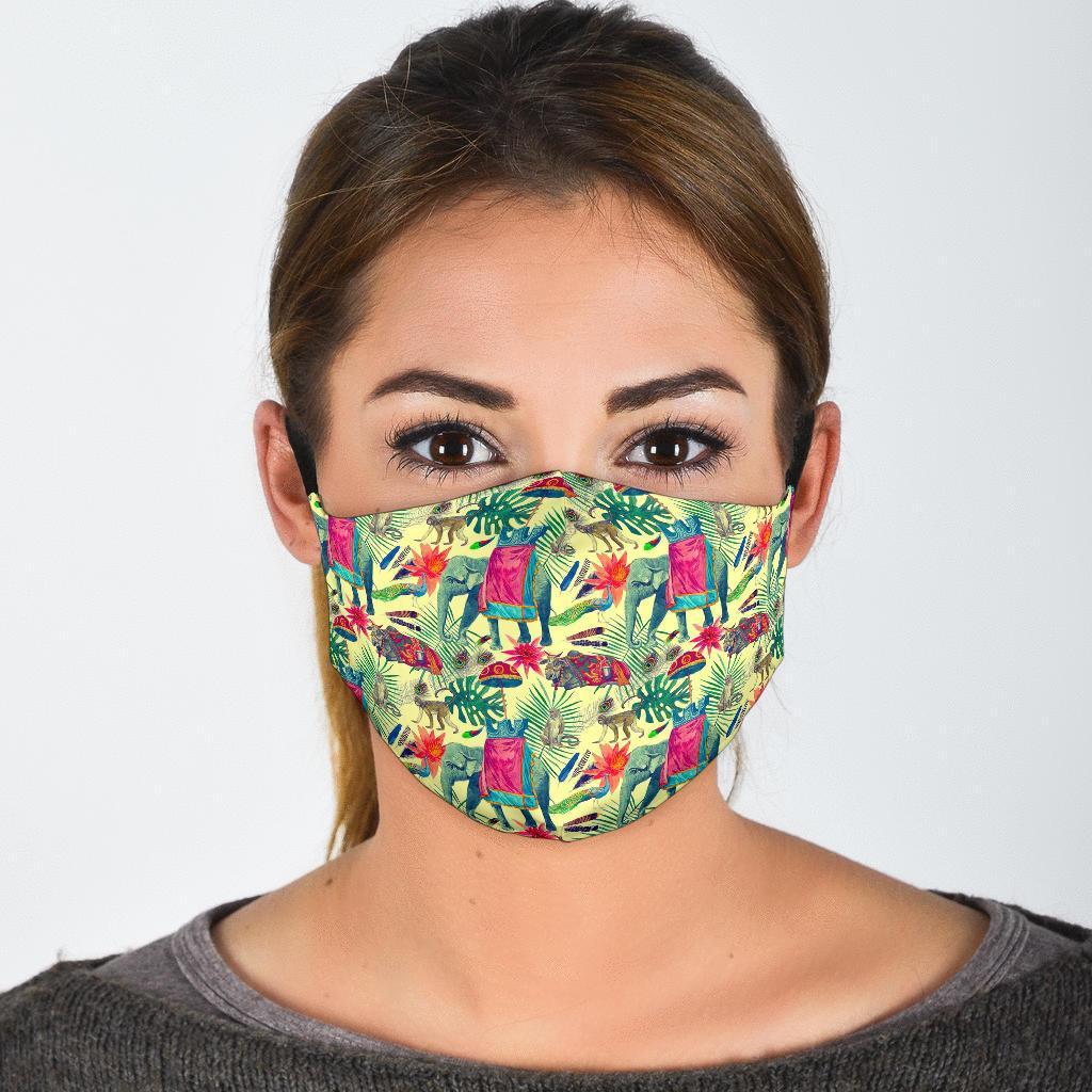 Tropical Elephant Print Face Mask-grizzshop