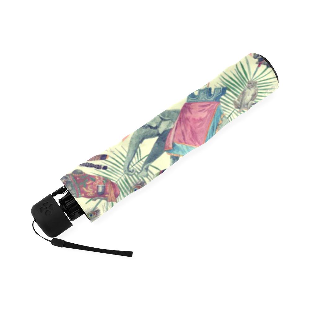 Tropical Elephant Print Foldable Umbrella-grizzshop