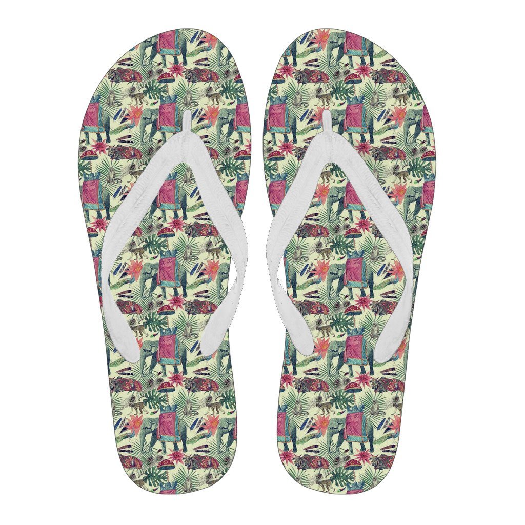 Tropical Elephant Print Men & Women Flip Flops-grizzshop