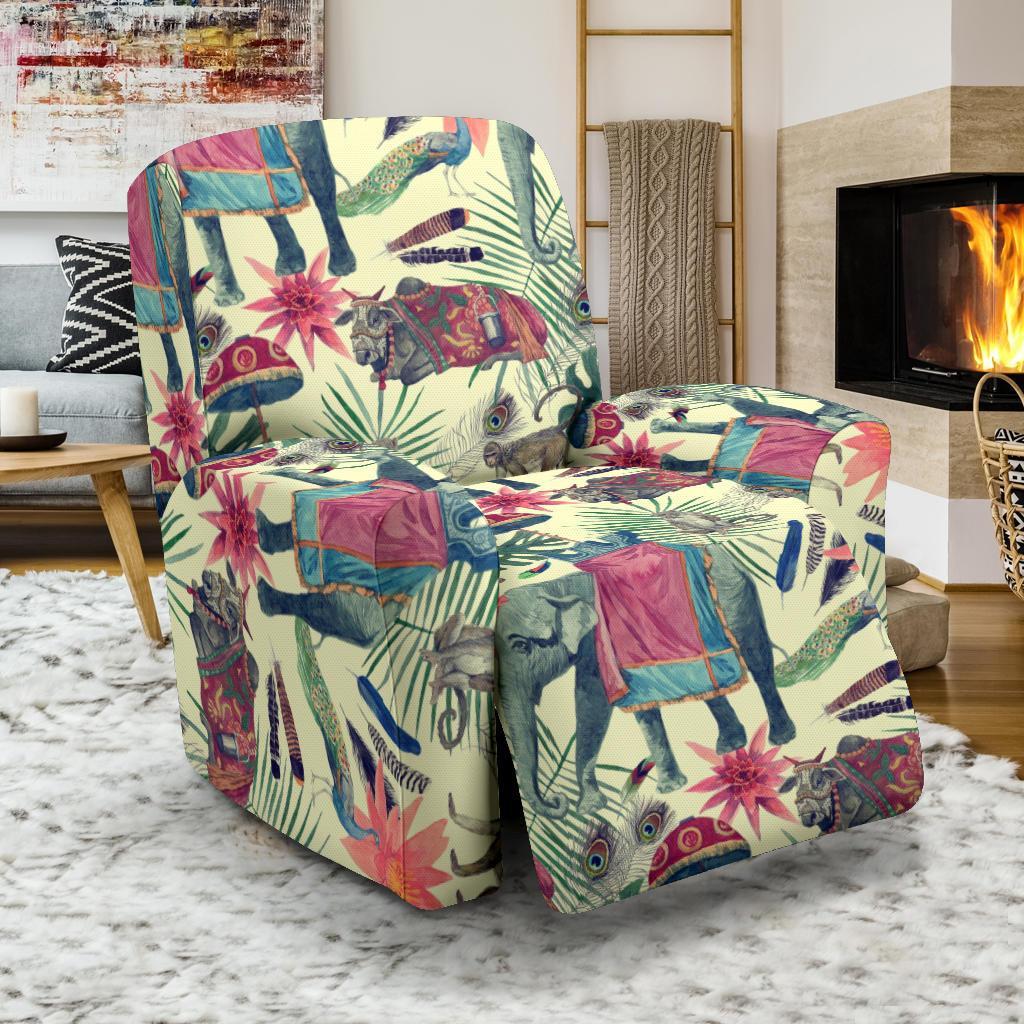 Tropical Elephant Print Recliner Cover-grizzshop