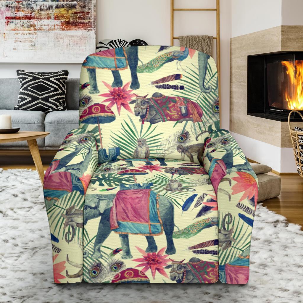 Tropical Elephant Print Recliner Cover-grizzshop