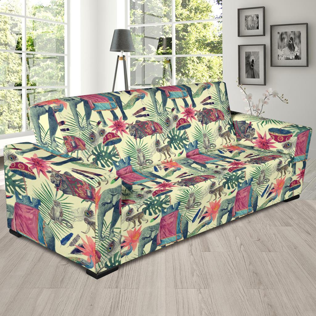 Tropical Elephant Print Sofa Covers-grizzshop