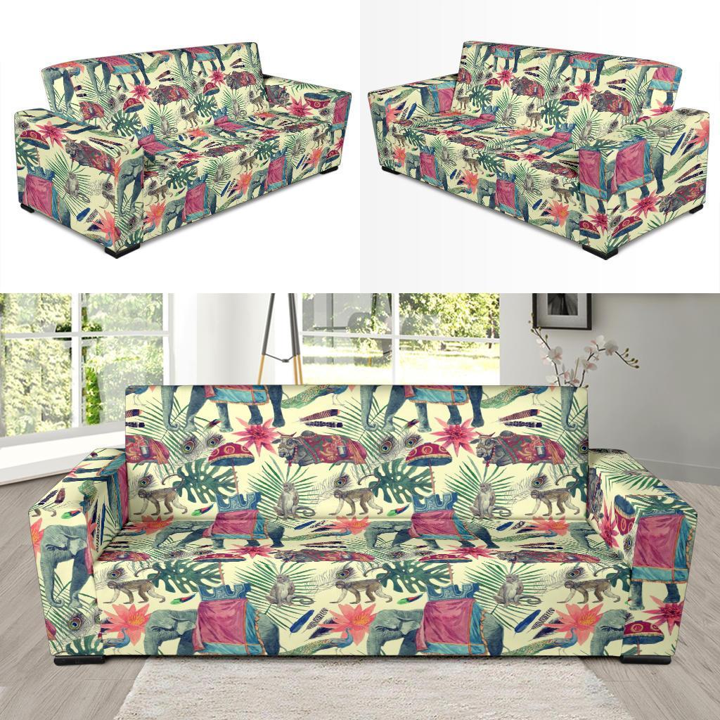 Tropical Elephant Print Sofa Covers-grizzshop