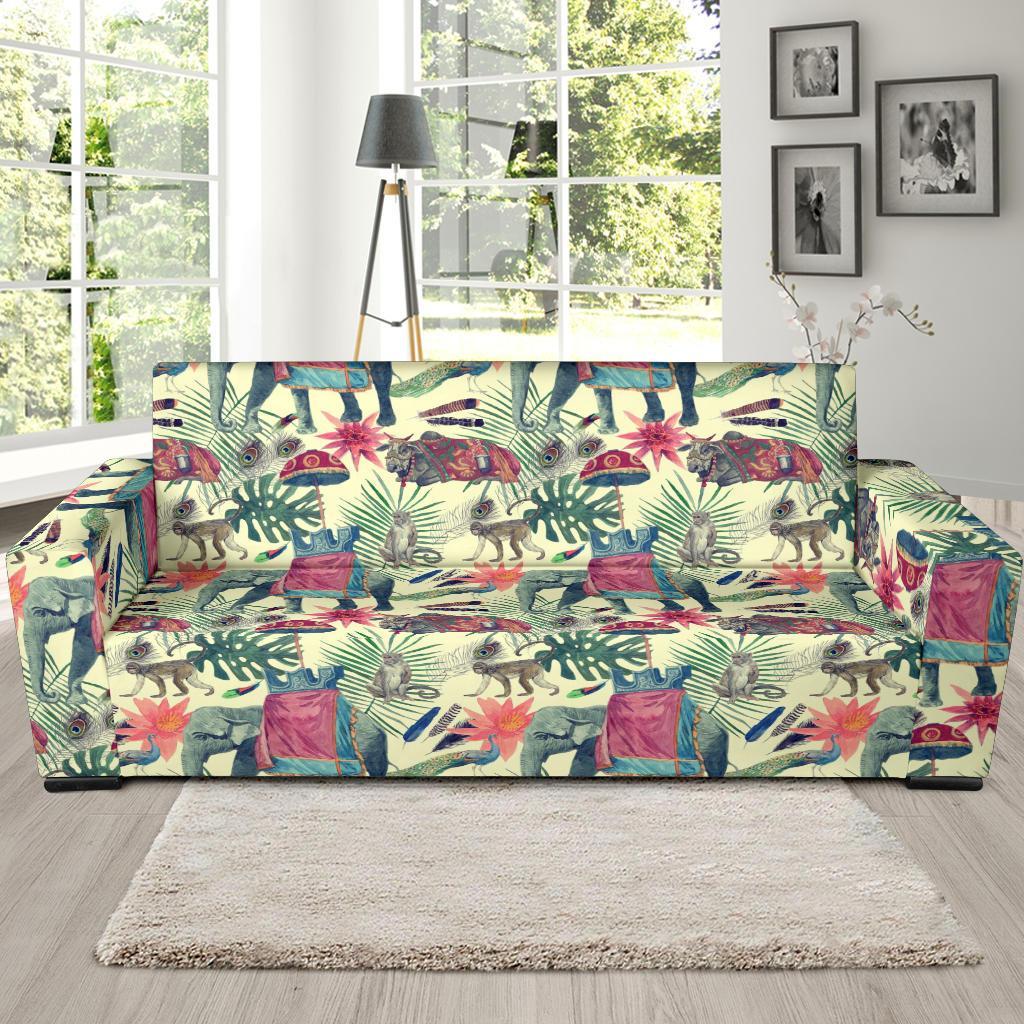 Tropical Elephant Print Sofa Covers-grizzshop