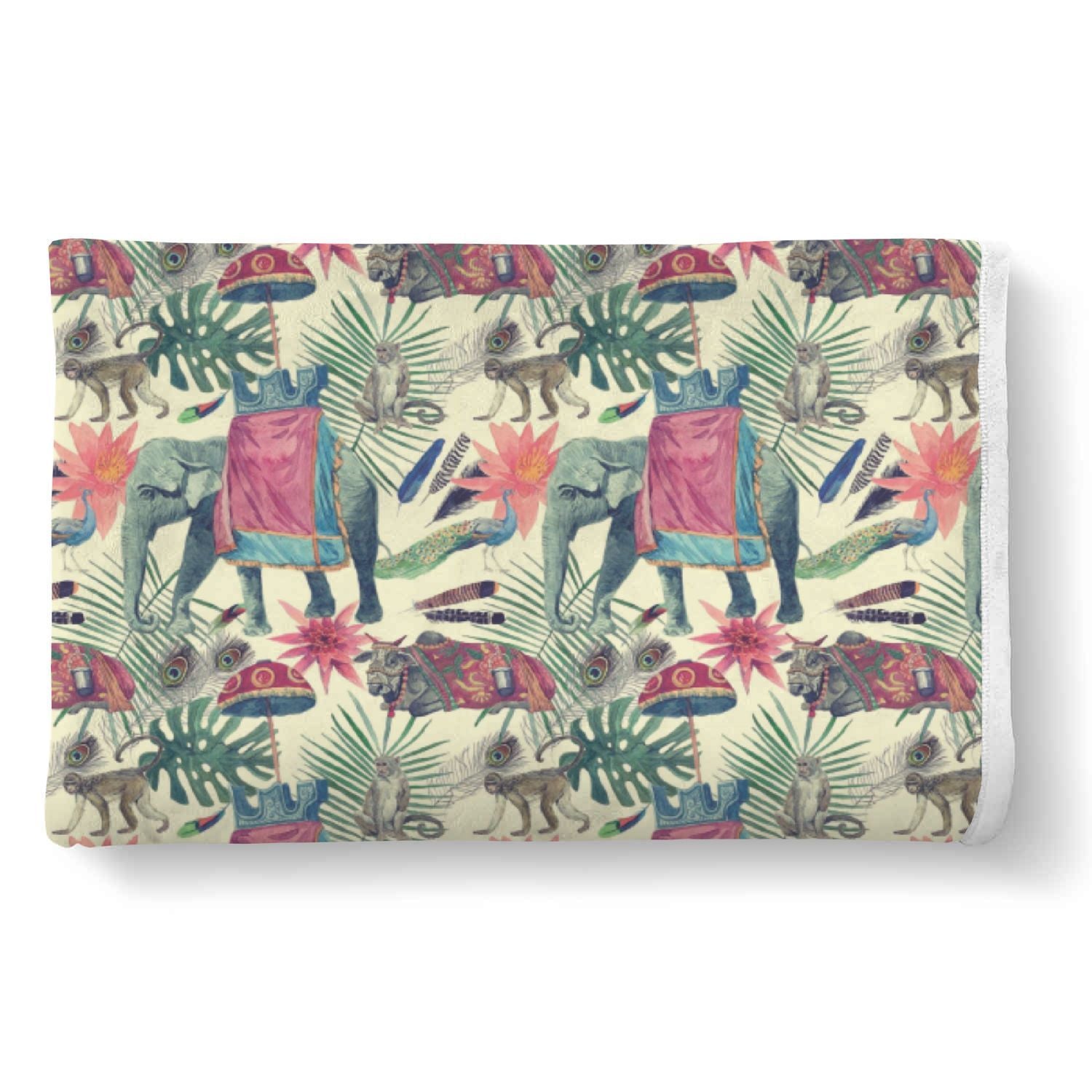 Tropical Elephant Print Throw Blanket-grizzshop