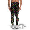 Tropical Embroidery Print Pattern Men's Leggings-grizzshop