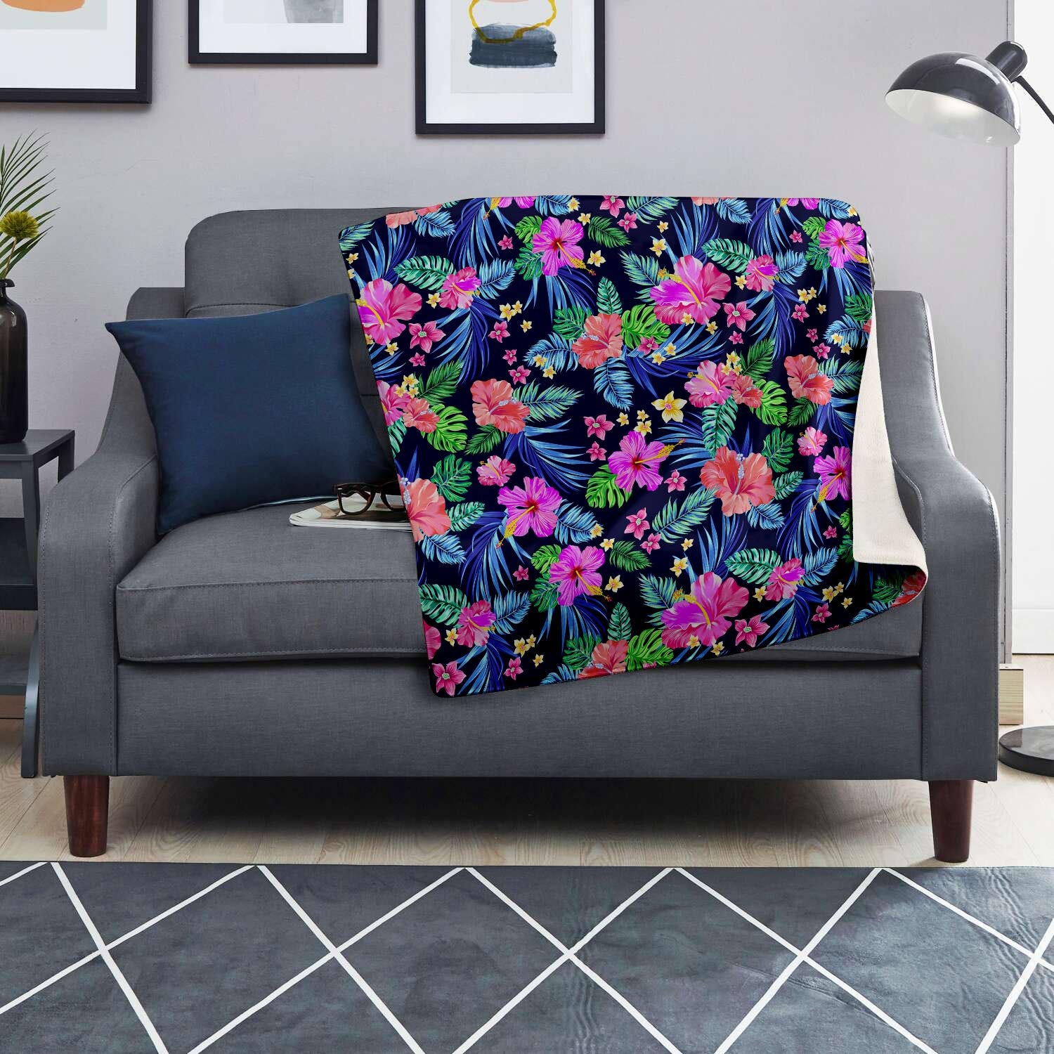 Tropical Exotic Flowers Hibiscus Hawaiian Print Blanket-grizzshop