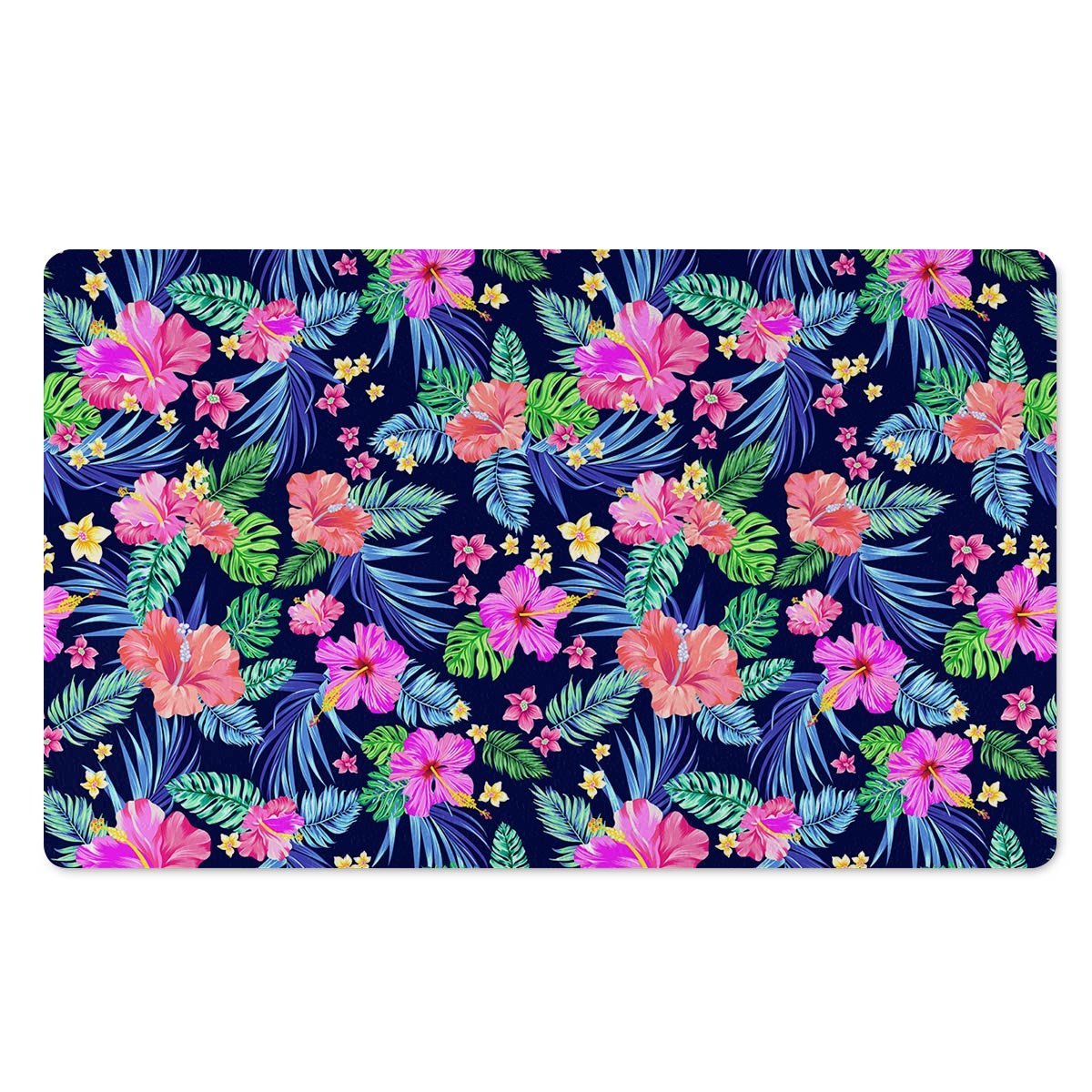 Tropical Exotic Flowers Hibiscus Hawaiian Print Door Mat-grizzshop