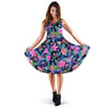 Tropical Exotic Flowers Hibiscus Hawaiian Print Dress-grizzshop