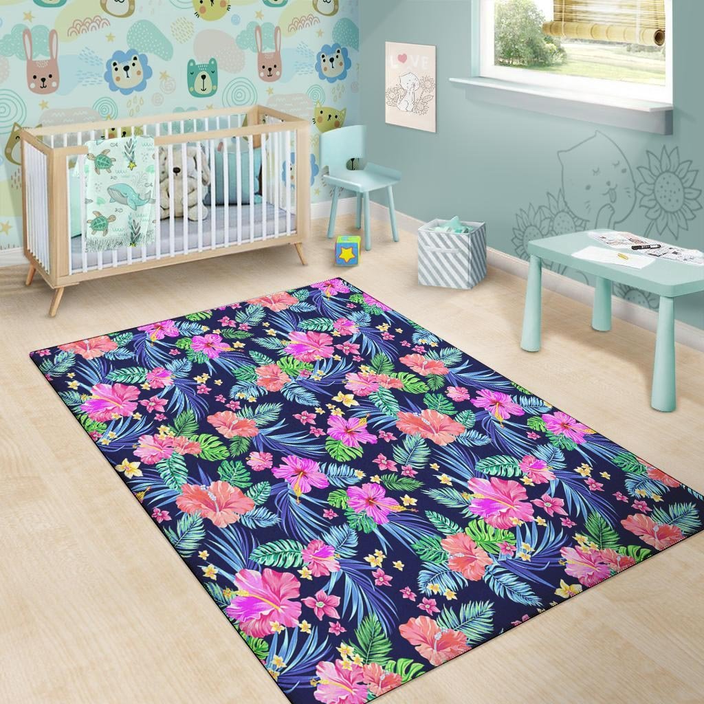 Tropical Exotic Flowers Hibiscus Hawaiian Print Floor Mat-grizzshop