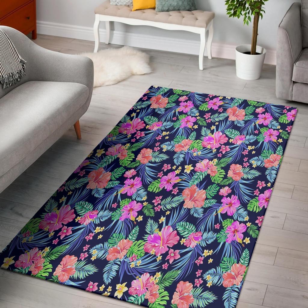 Tropical Exotic Flowers Hibiscus Hawaiian Print Floor Mat-grizzshop