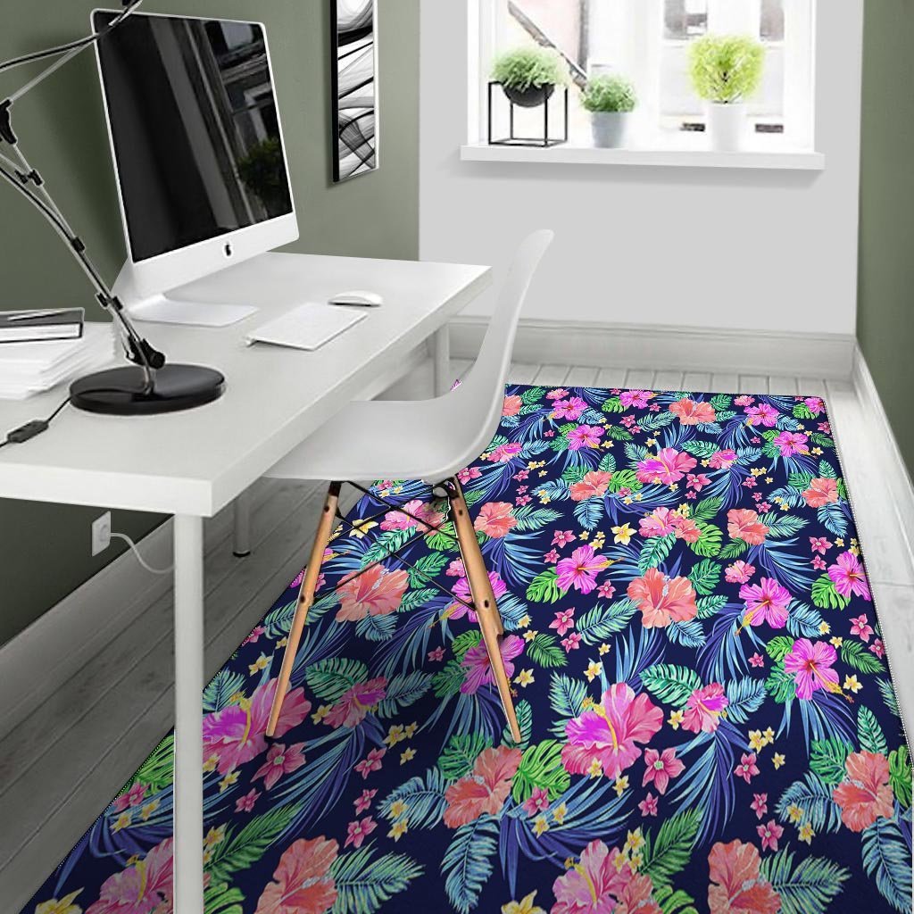 Tropical Exotic Flowers Hibiscus Hawaiian Print Floor Mat-grizzshop