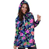 Tropical Exotic Flowers Hibiscus Hawaiian Print Hoodie Dress-grizzshop