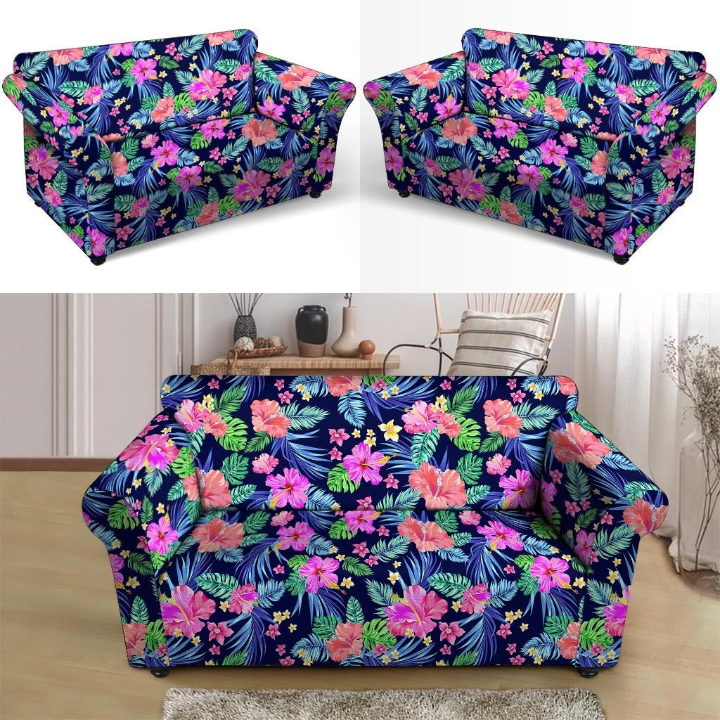 Tropical Exotic Flowers Hibiscus Hawaiian Print Loveseat Cover-grizzshop