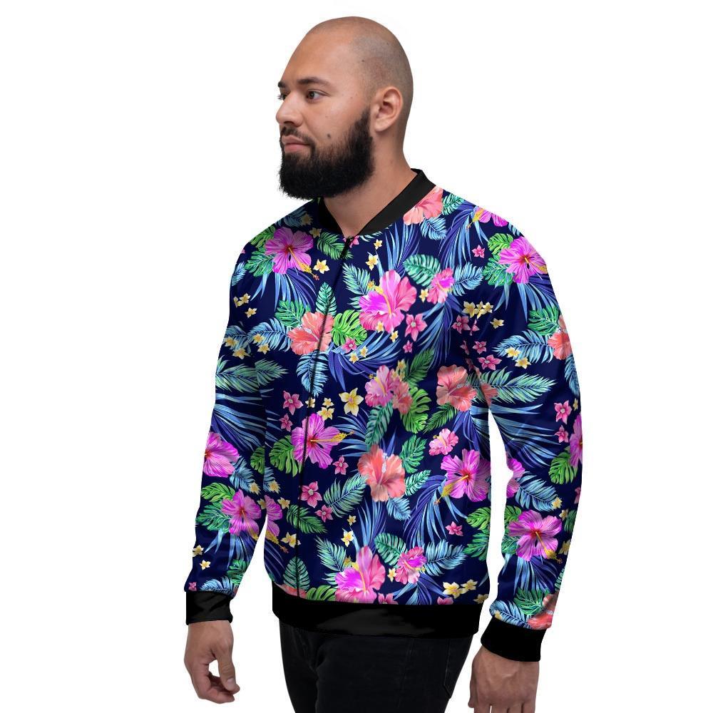 Tropical Exotic Flowers Hibiscus Hawaiian Print Men's Bomber Jacket-grizzshop