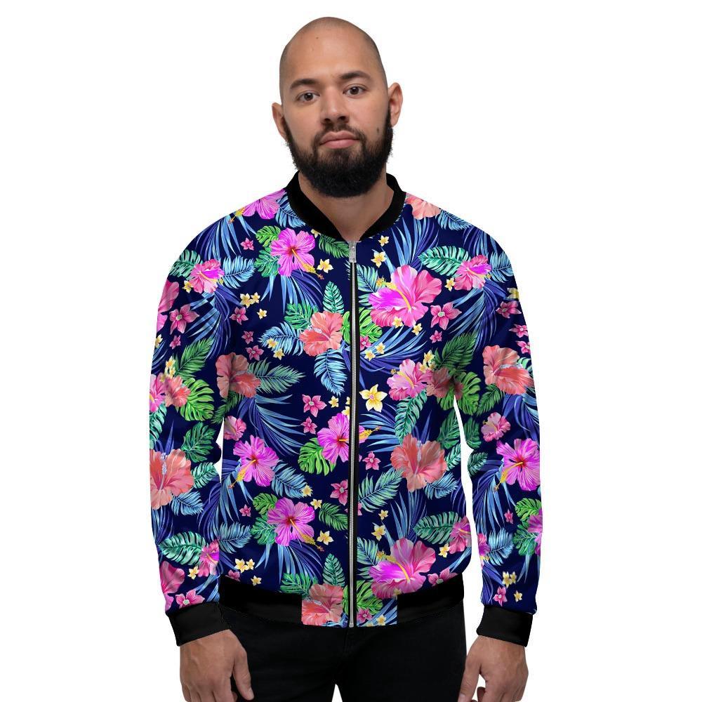 Tropical Exotic Flowers Hibiscus Hawaiian Print Men's Bomber Jacket-grizzshop