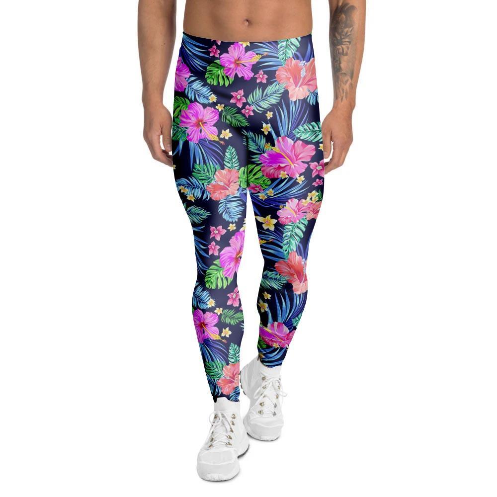 Tropical Exotic Flowers Hibiscus Hawaiian Print Men's Leggings-grizzshop