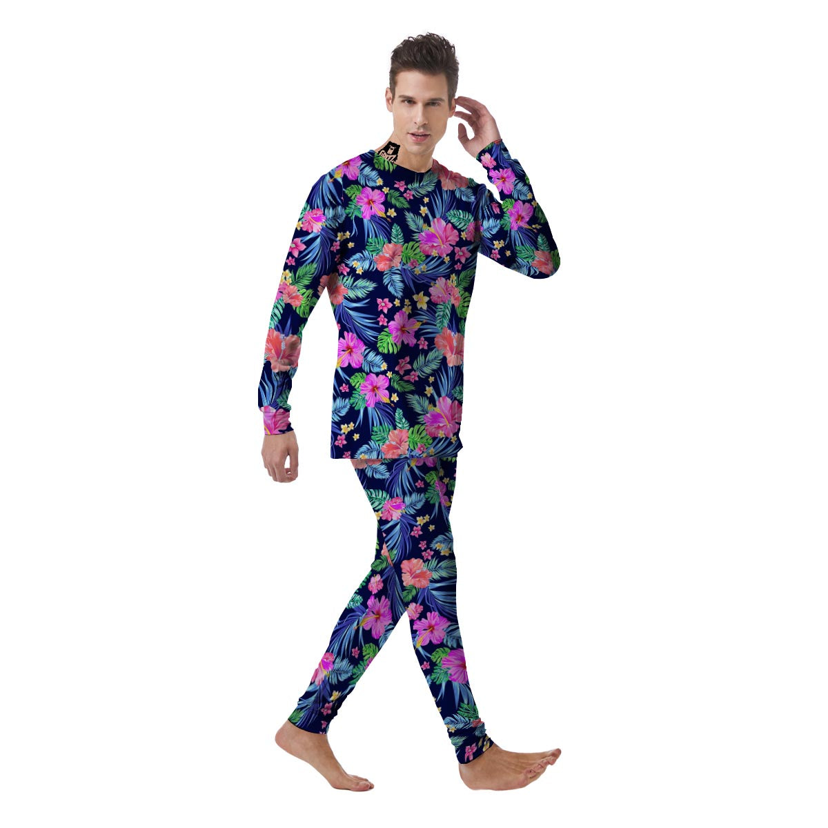 Tropical Exotic Flowers Hibiscus Hawaiian Print Men's Pajamas-grizzshop