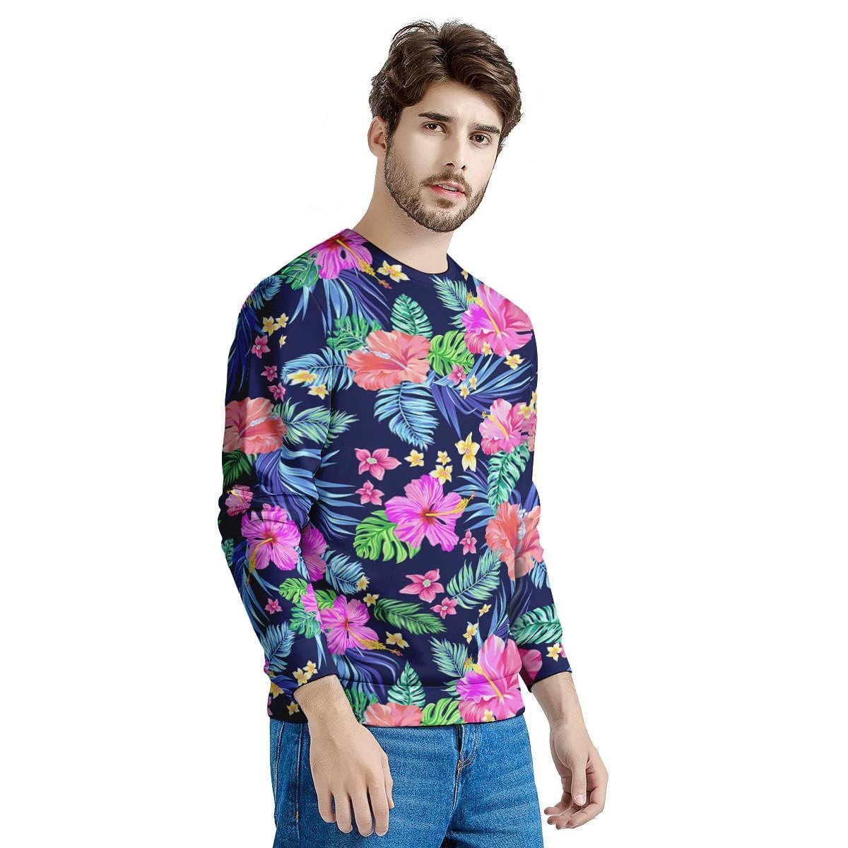 Tropical Exotic Flowers Hibiscus Hawaiian Print Men's Sweatshirt-grizzshop