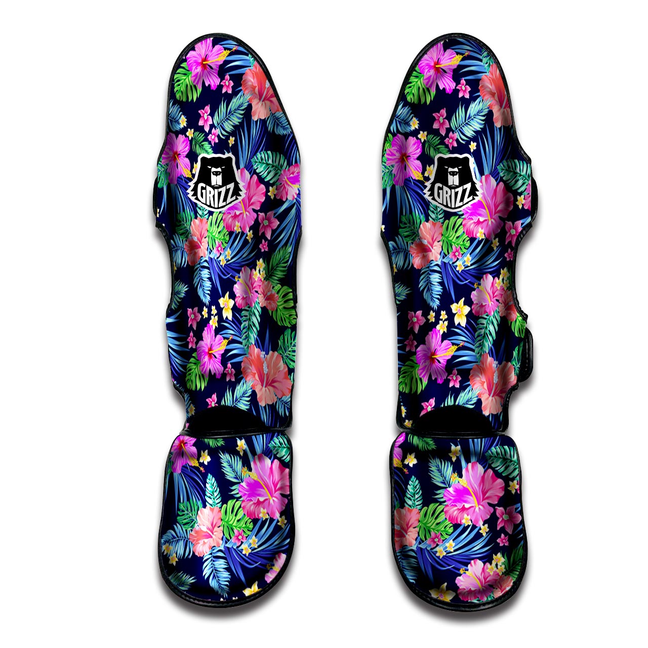 Tropical Exotic Flowers Hibiscus Hawaiian Print Muay Thai Shin Guard-grizzshop