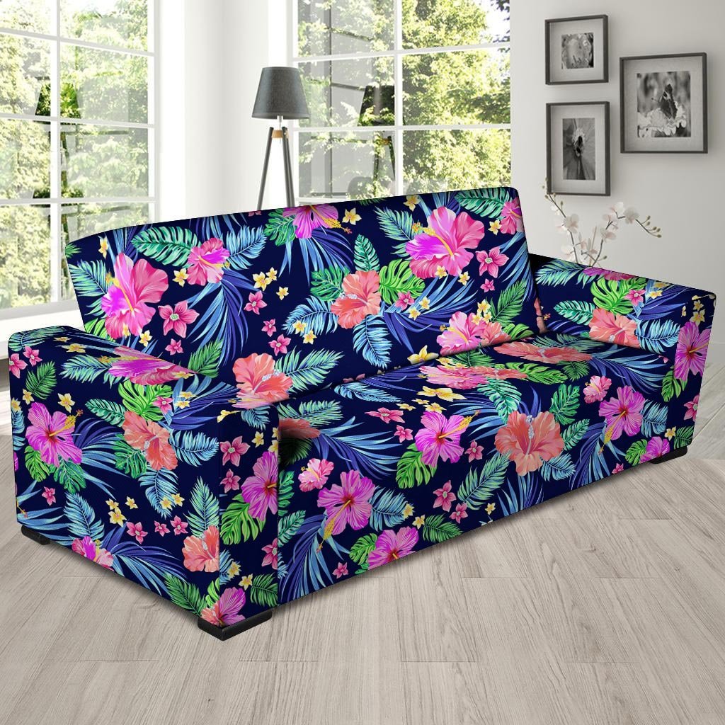 Tropical Exotic Flowers Hibiscus Hawaiian Print Sofa Cover-grizzshop