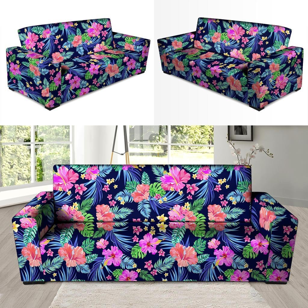 Tropical Exotic Flowers Hibiscus Hawaiian Print Sofa Cover-grizzshop