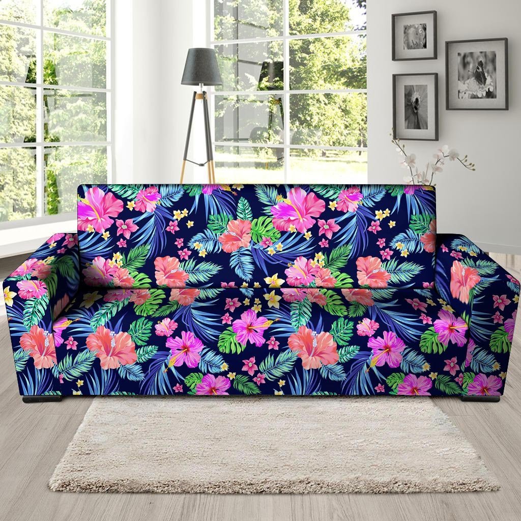 Tropical Exotic Flowers Hibiscus Hawaiian Print Sofa Cover-grizzshop