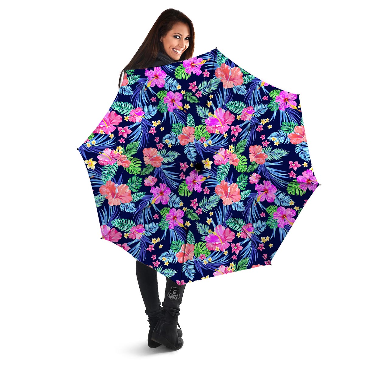 Tropical Exotic Flowers Hibiscus Hawaiian Print Umbrella-grizzshop