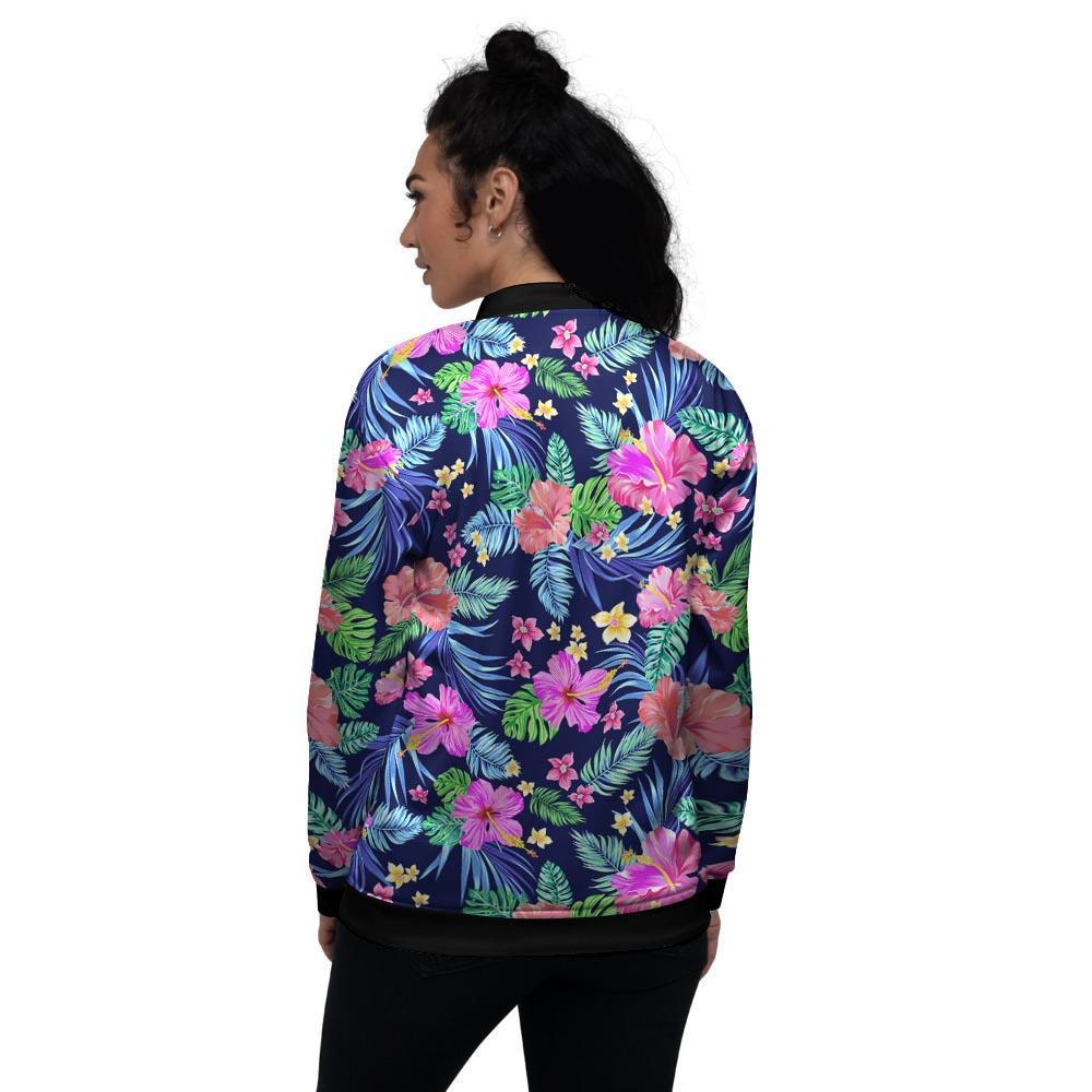 Tropical Exotic Flowers Hibiscus Hawaiian Print Women's Bomber Jacket-grizzshop