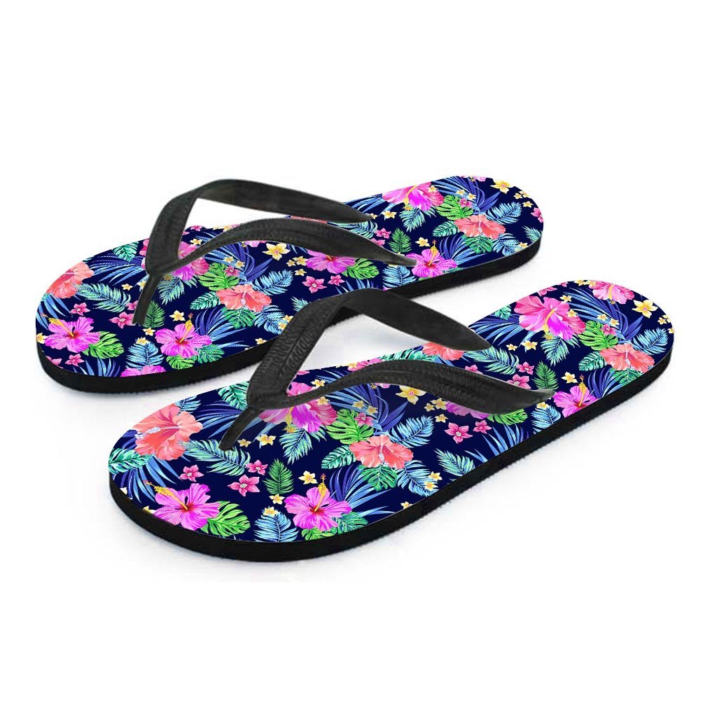 Tropical Exotic Flowers Hibiscus Hawaiian Print Women's Flip Flops-grizzshop