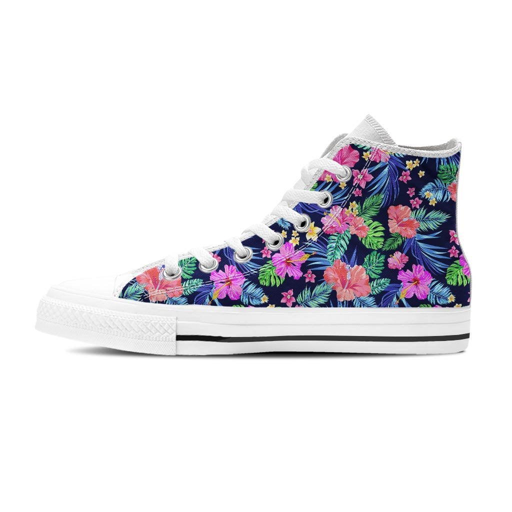 Tropical Exotic Flowers Hibiscus Hawaiian Print Women's High Top Shoes-grizzshop