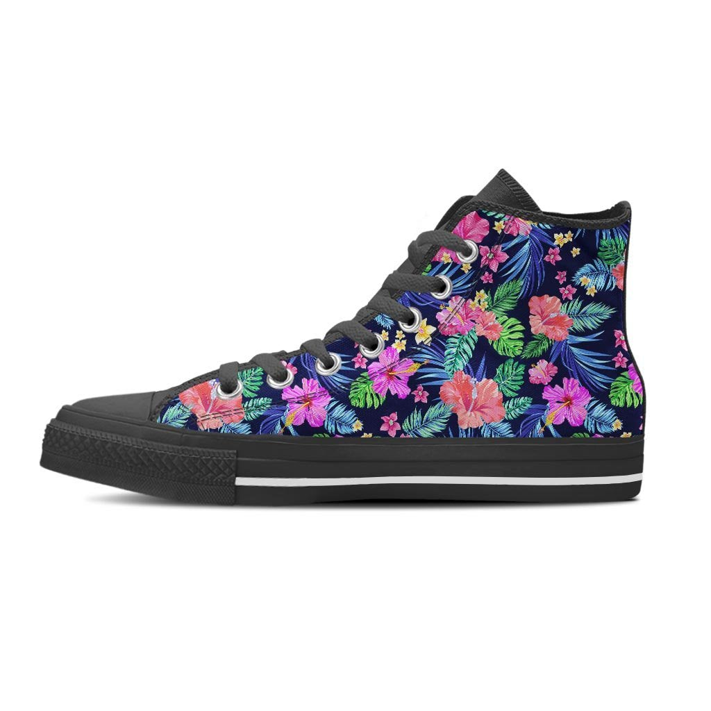 Tropical Exotic Flowers Hibiscus Hawaiian Print Women's High Top Shoes-grizzshop