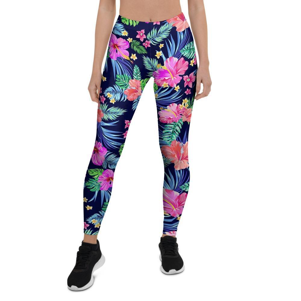 Tropical Exotic Flowers Hibiscus Hawaiian Print Women's Leggings-grizzshop