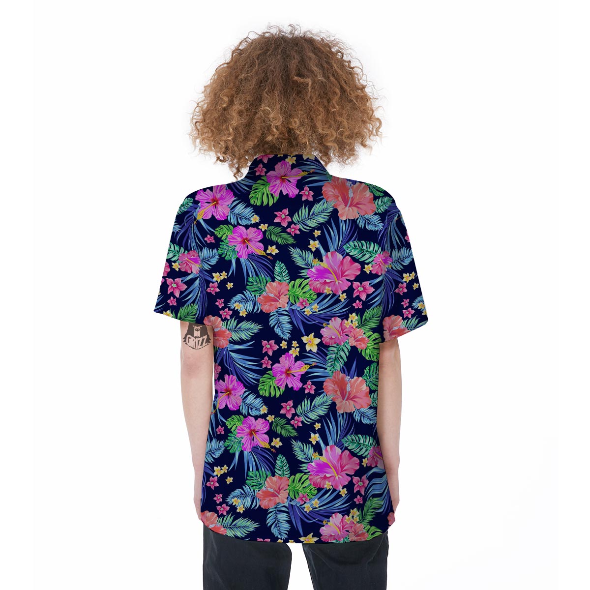 Tropical Exotic Flowers Hibiscus Hawaiian Print Women's Short Sleeve Shirts-grizzshop