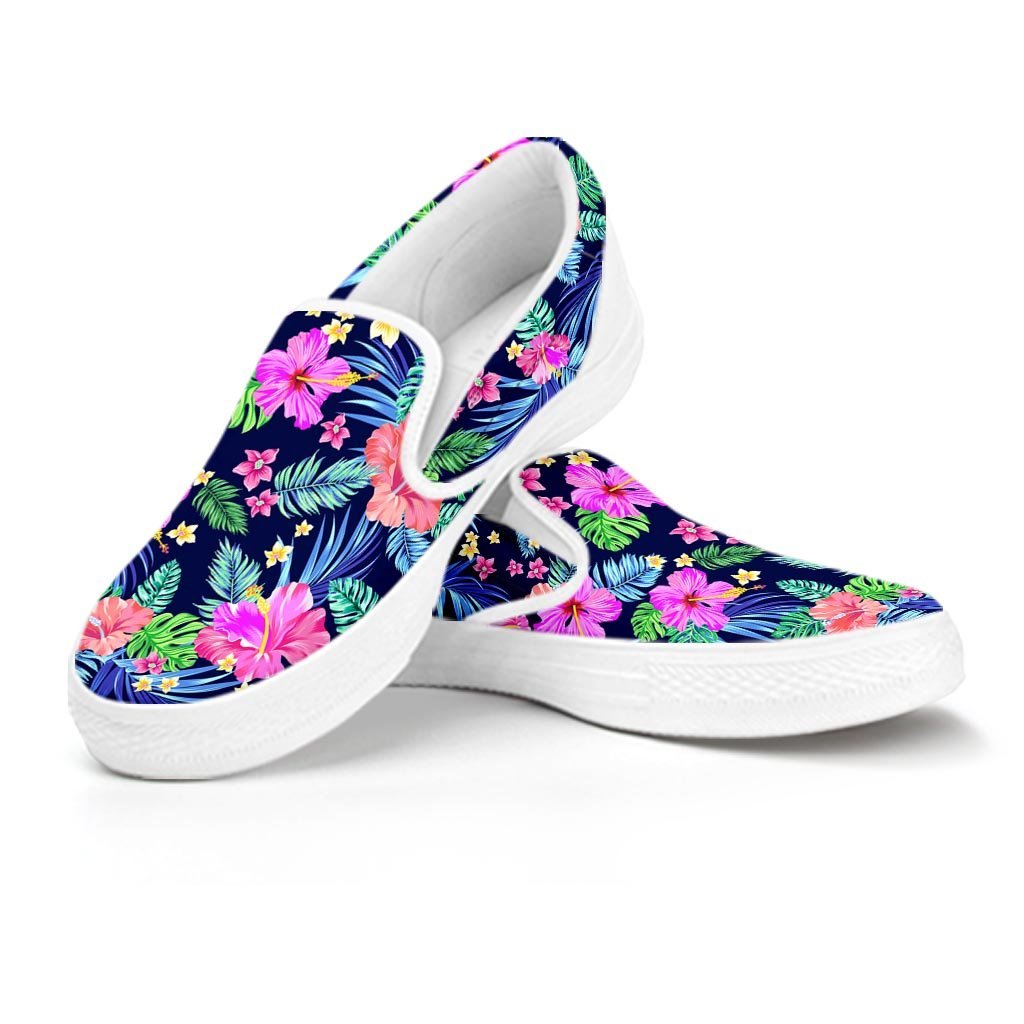 Tropical Exotic Flowers Hibiscus Hawaiian Print Women's Slip On Sneakers-grizzshop