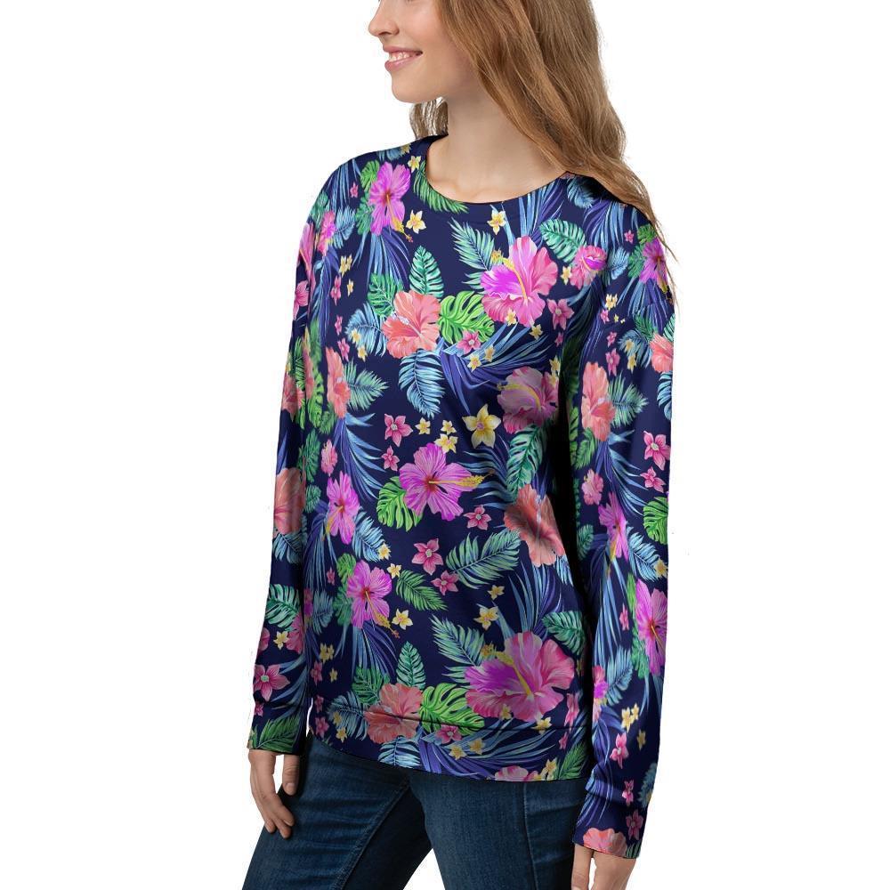 Tropical Exotic Flowers Hibiscus Hawaiian Print Women's Sweatshirt-grizzshop