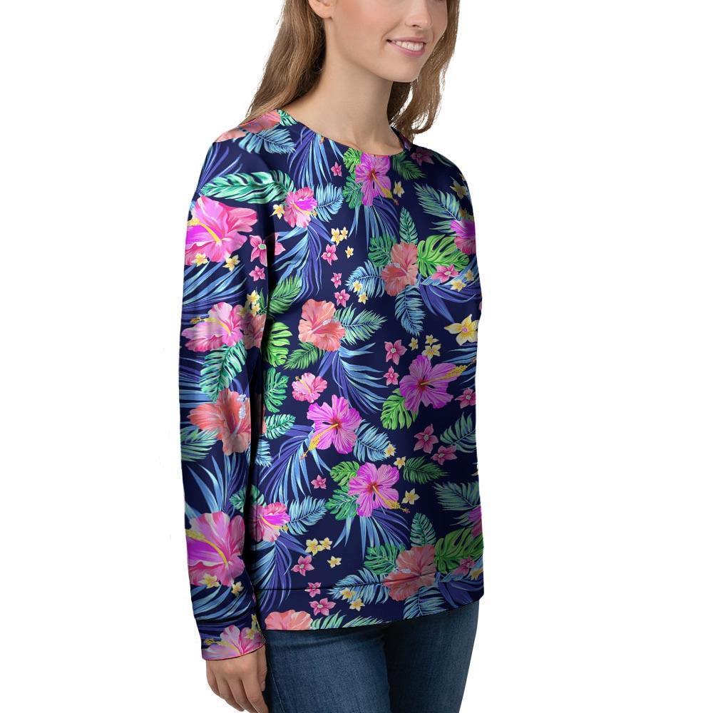 Tropical Exotic Flowers Hibiscus Hawaiian Print Women's Sweatshirt-grizzshop