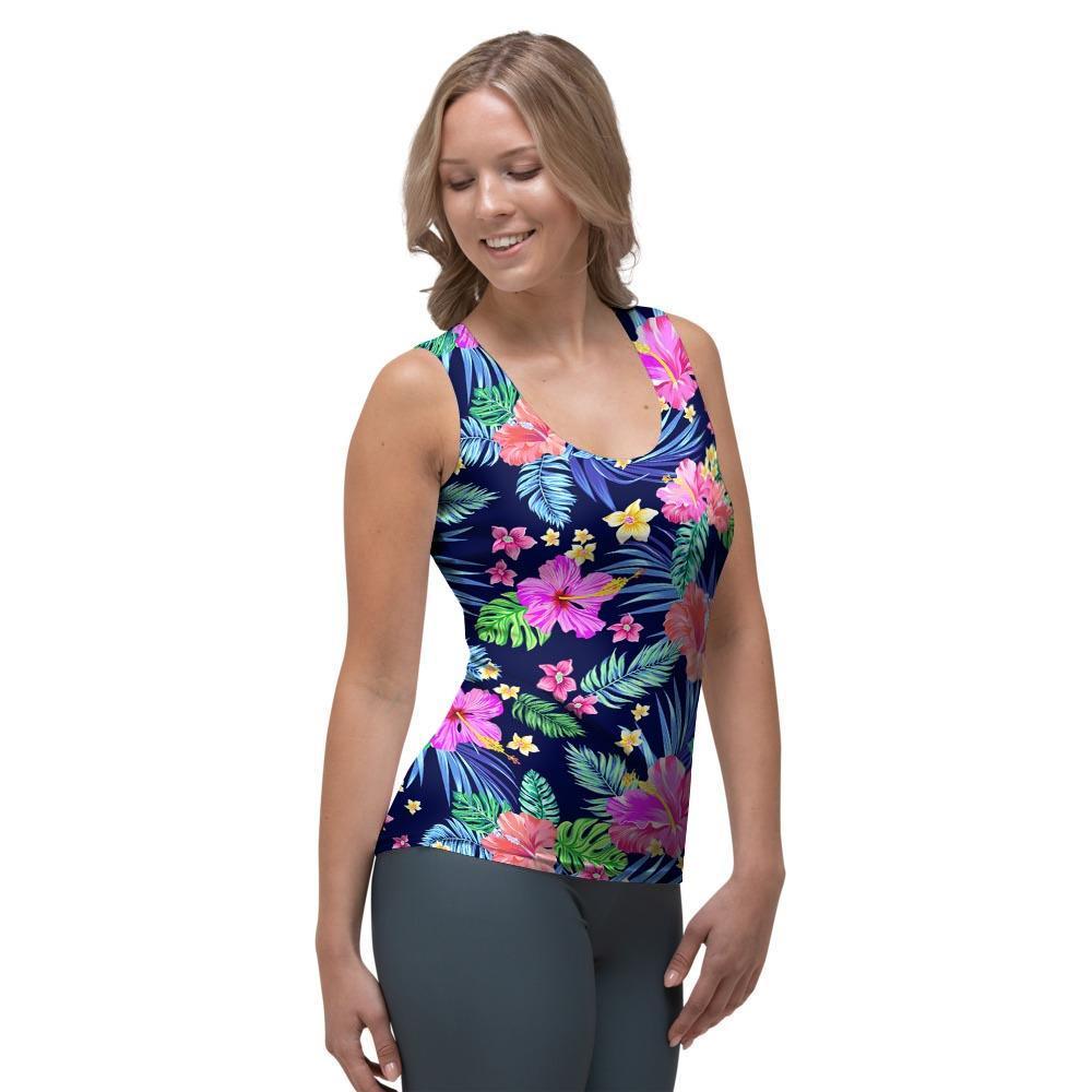 Tropical Exotic Flowers Hibiscus Hawaiian Print Women's Tank Top-grizzshop