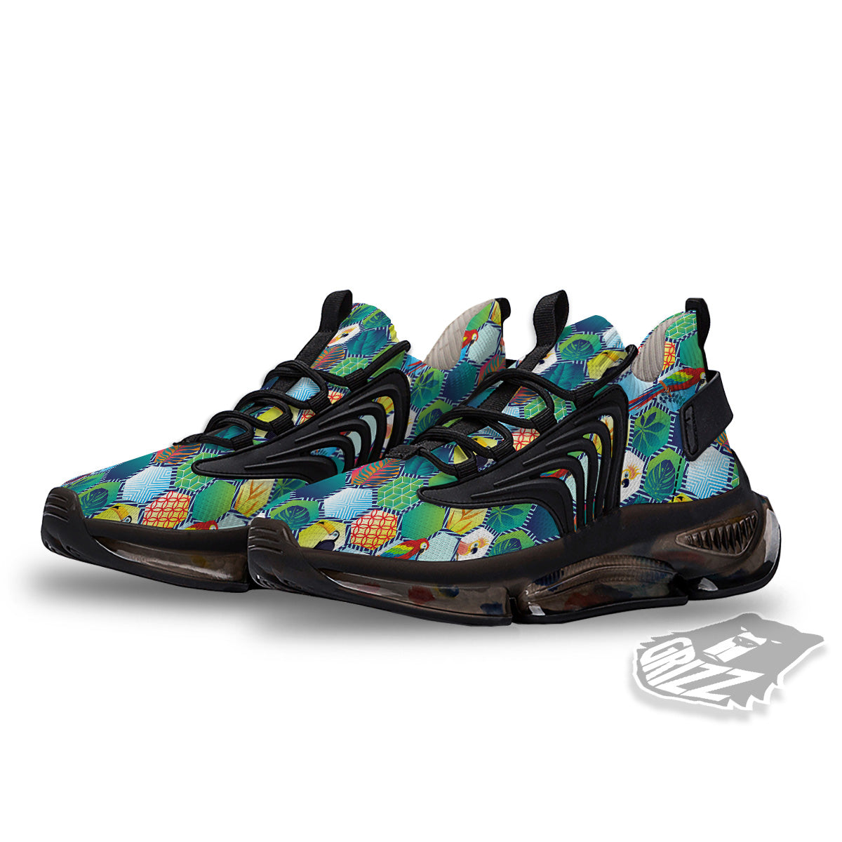 Tropical Exotic Hawaii Art Print Pattern Black Gym Shoes-grizzshop