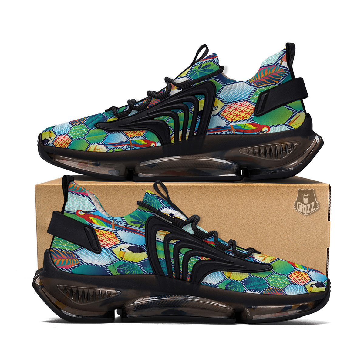 Tropical Exotic Hawaii Art Print Pattern Black Gym Shoes-grizzshop