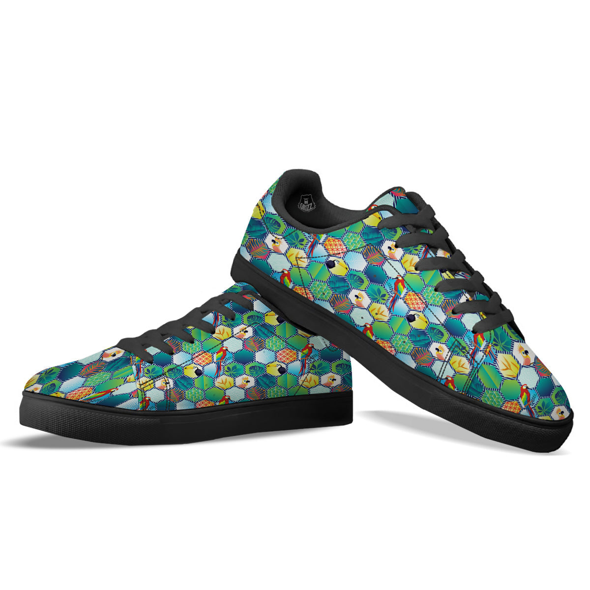 Tropical Exotic Hawaii Art Print Pattern Black Low Top Sneakers-grizzshop