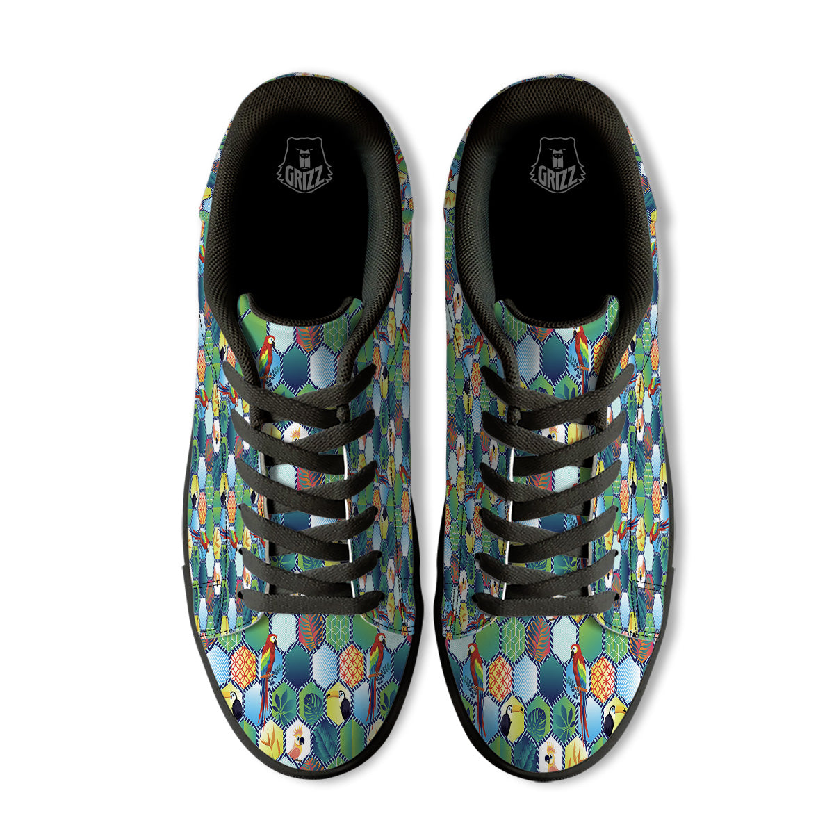 Tropical Exotic Hawaii Art Print Pattern Black Low Top Sneakers-grizzshop