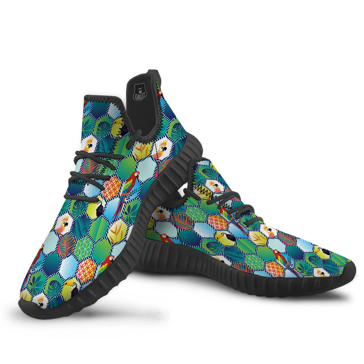 Tropical Exotic Hawaii Art Print Pattern Black Walking Shoes-grizzshop